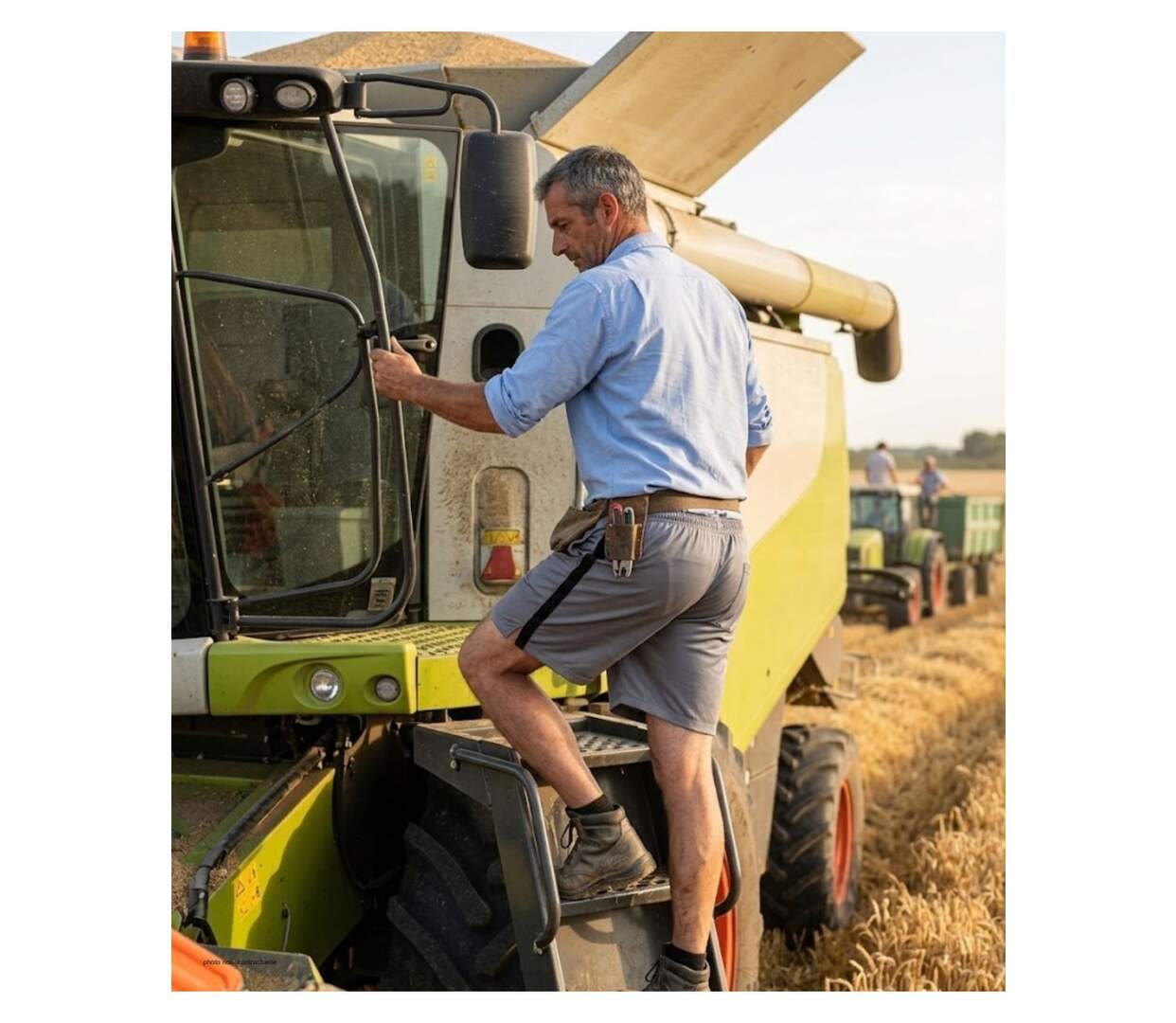Short homme CHALLENGER 8L gris noir : le short en coton ultra-confortable spécial moisson-5