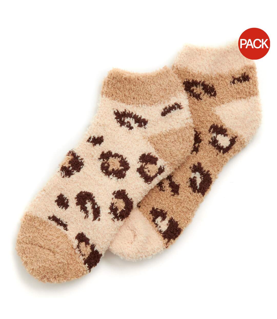 Pack of 2  Womens/ladies animal ankle socks  beige Forever Dreaming-1