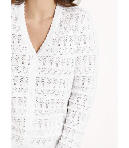Gilet ajouré col V boutonné coton mélangé