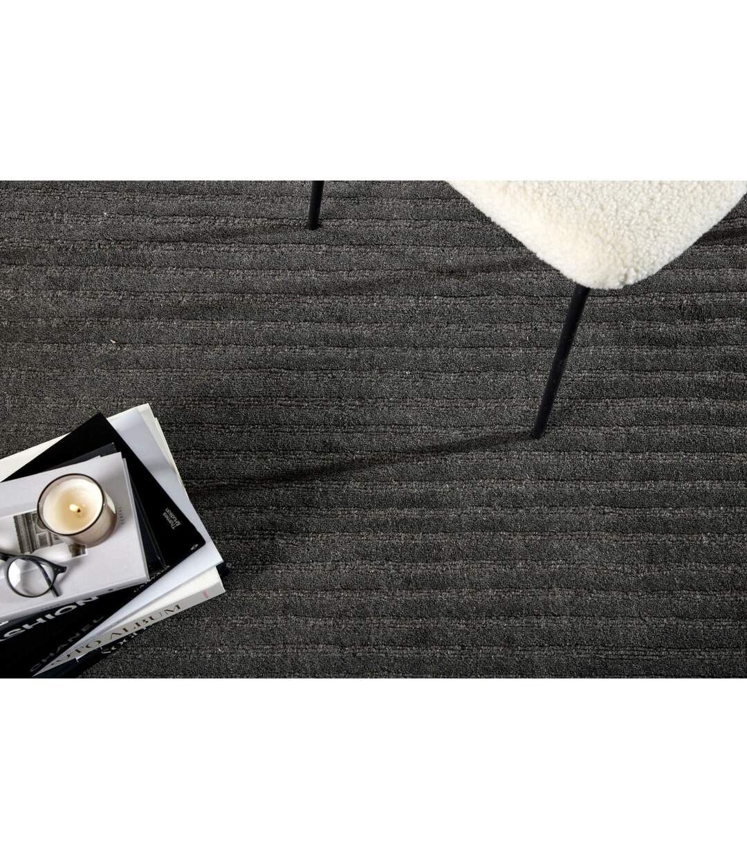Tapis Déco en Laine Milton 202x300cm Gris Foncé-5