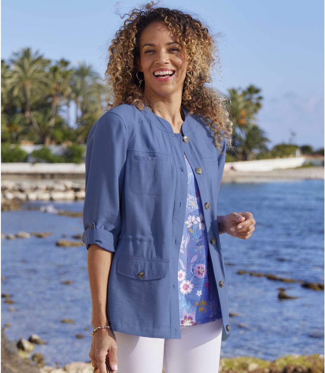 Women's Blue Safari Jacket-1