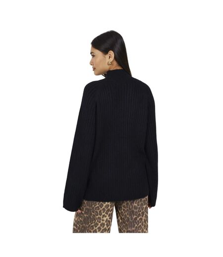 Womens/ladies Mossy Yarn Turtle Neck Jumper Black Brave Soul