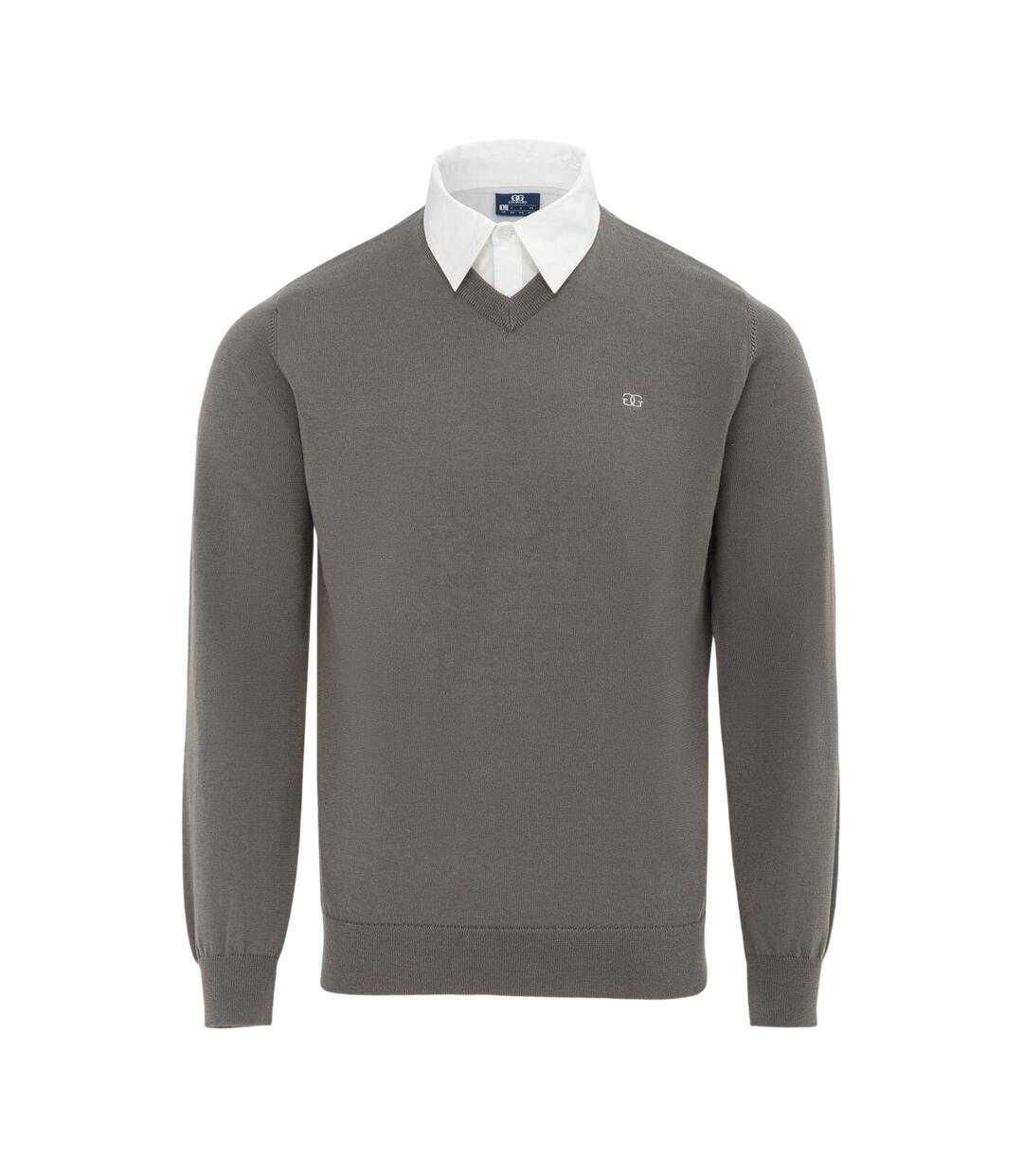Mens Knitted V Neck Jumper Slate Giorgio-1