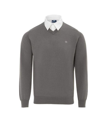 Mens Knitted V Neck Jumper Slate Giorgio