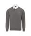 Mens Knitted V Neck Jumper Slate Giorgio-1