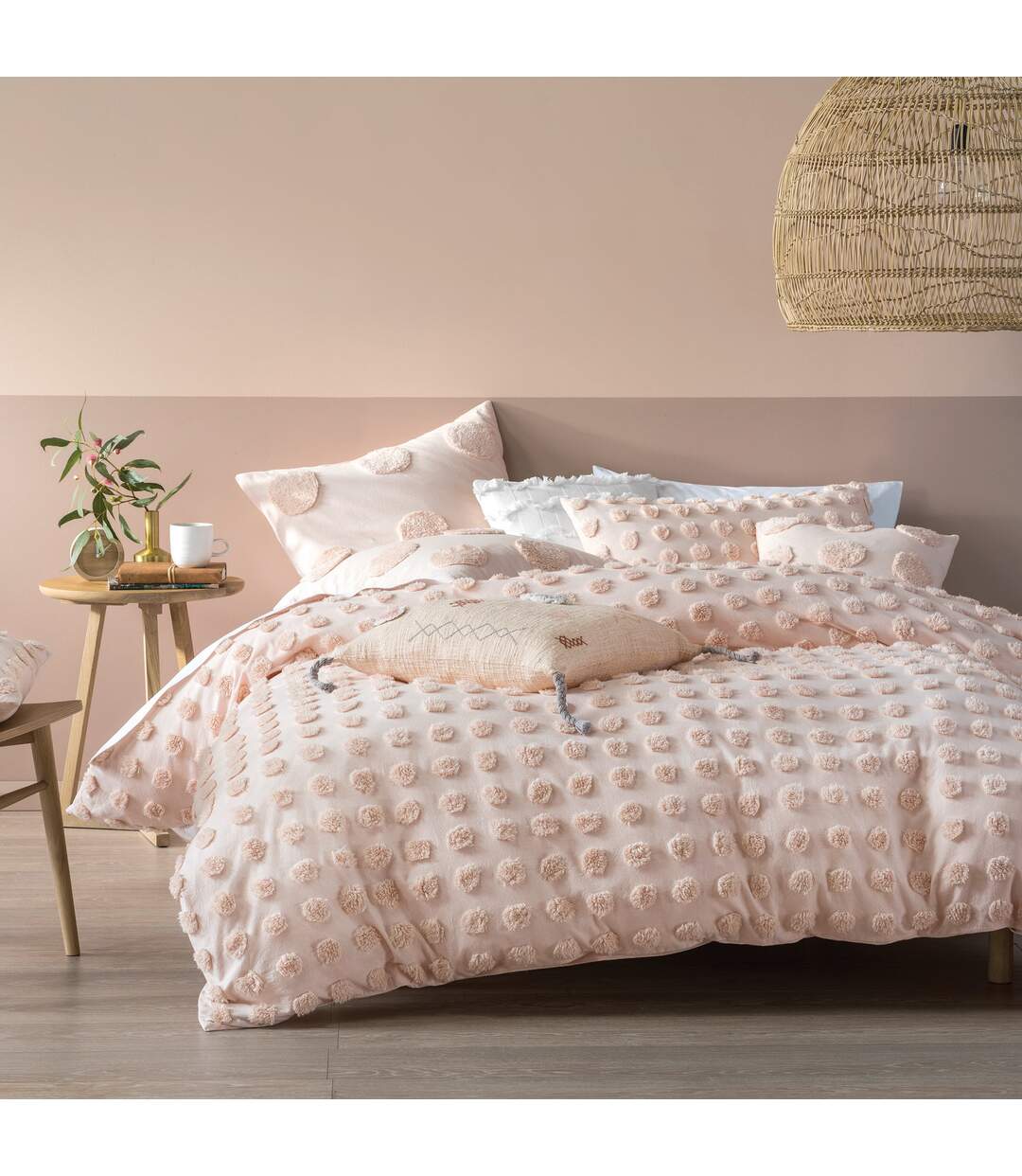 Haze duvet cover set peach Linen House-1