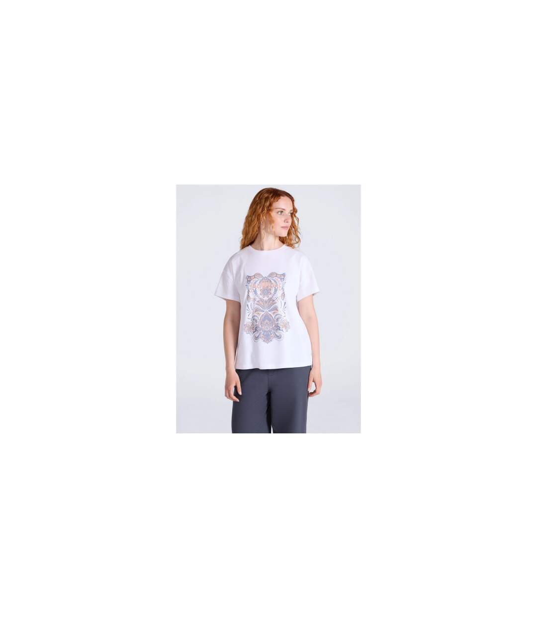 T-shirt Phoenix Femme En Coton Crème Animal-1