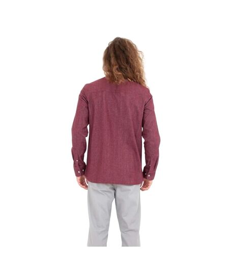 Mens Willow Collared Long-sleeved Shirt Burgundy Roamers