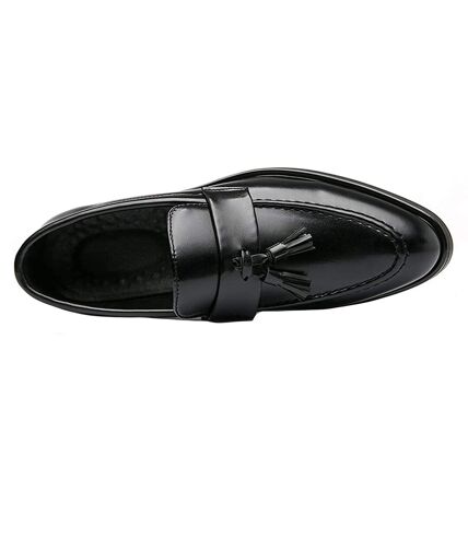 Roamers Mens Toggle Saddle Hi-Shine Leather Loafers (Black) - UTDF774