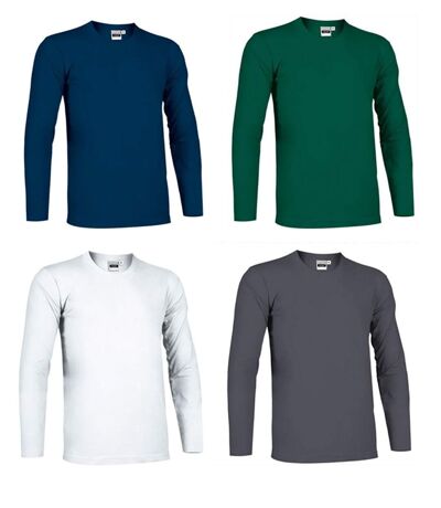 lot 4 T-shirts manches longues HOMME - blanc vert bleu gris