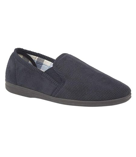 Sleepers Mens Harry Memory Foam Twin Gusset Slippers (Navy) - UTDF1247