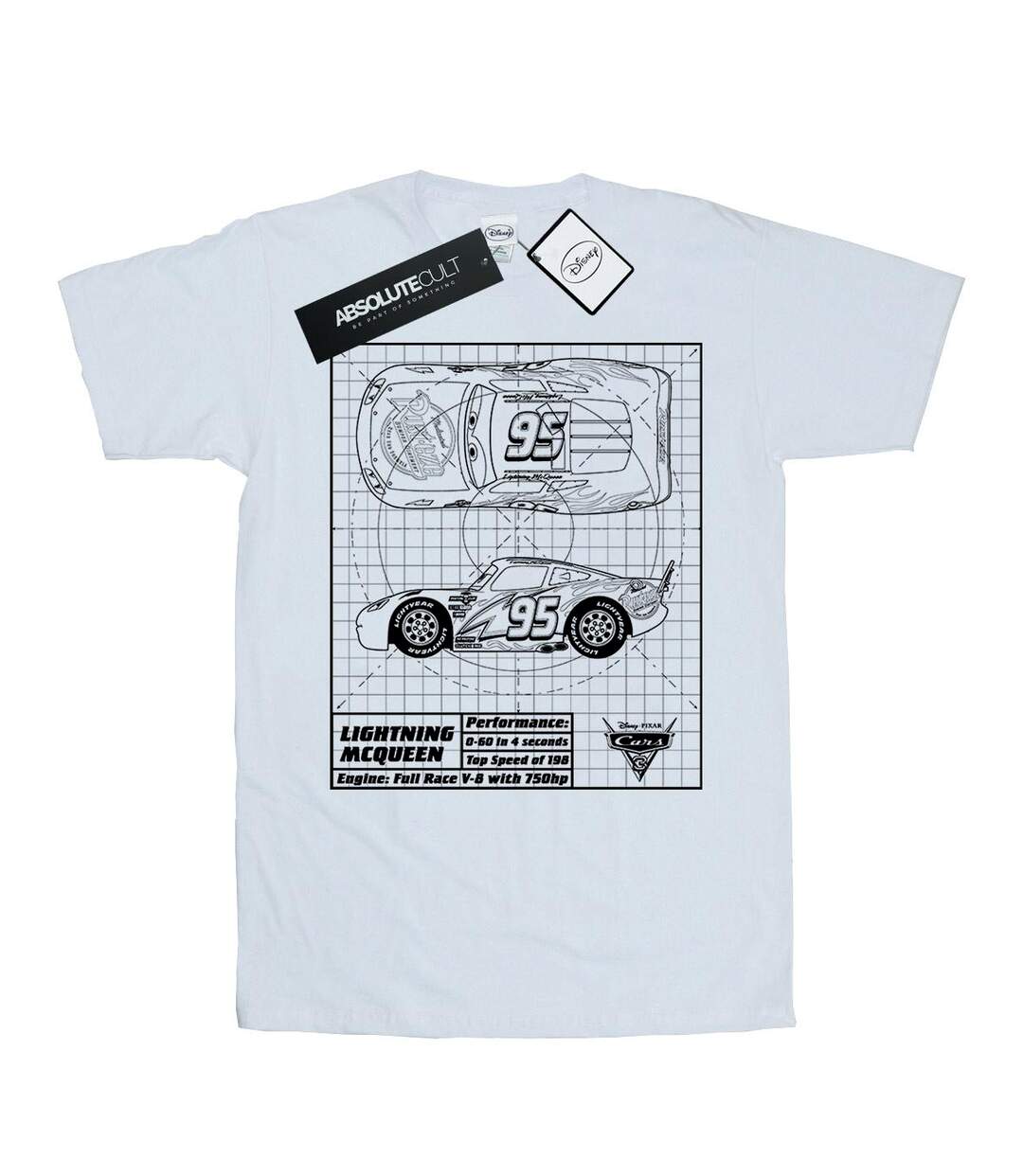 Disney - T-shirt CARS LIGHTNING MCQUEEN BLUEPRINT - Femme (Blanc) - UTBI16072-1