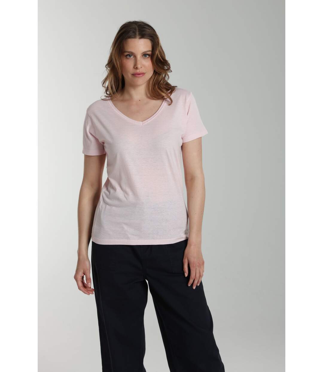 Tee shirt col v manches courtes femme Maddy Pot Pourri(Rose) | Gerard Pasquier-2