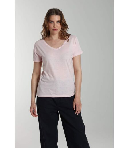 Tee shirt col v manches courtes femme Maddy Pot Pourri(Rose) | Gerard Pasquier