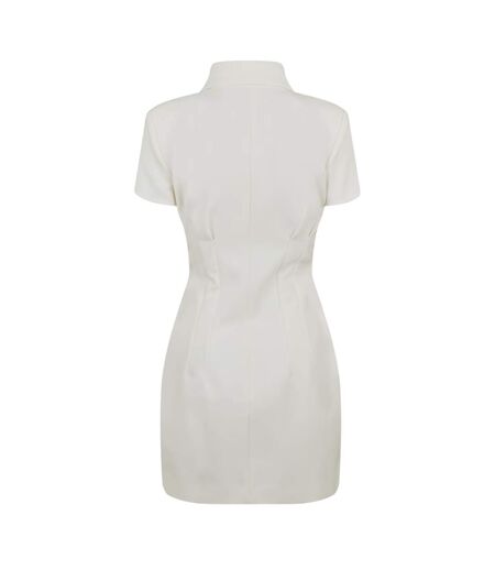 Womens/ladies Button Slim Mini Dress White Muse