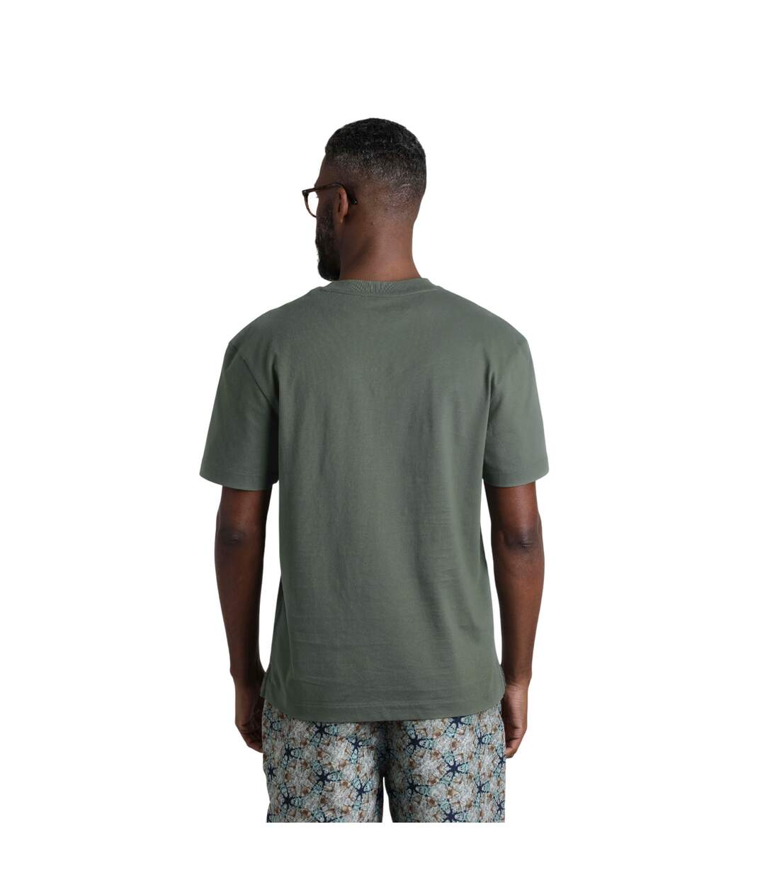 Mens keaton organic cotton pocket t-shirt army green Weird Fish-4