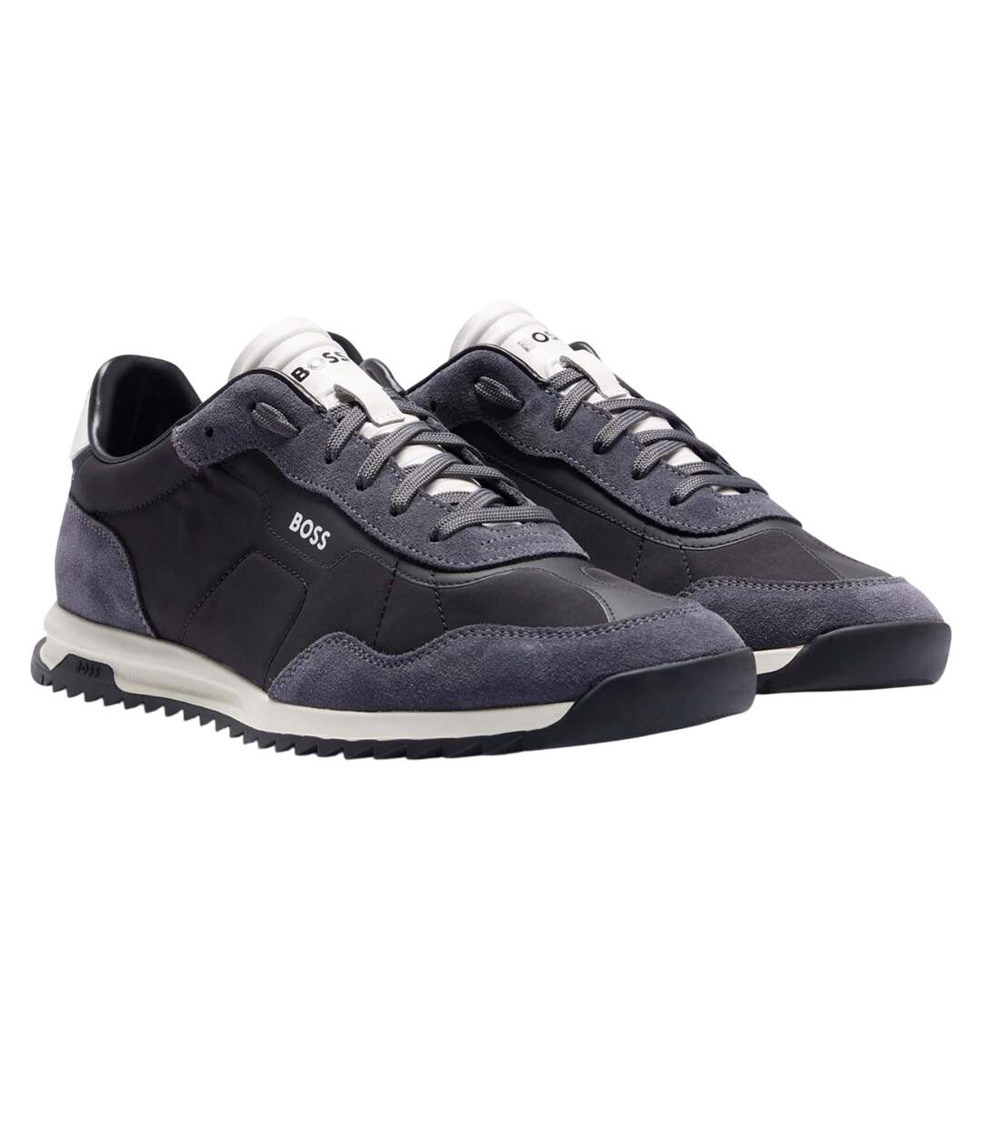 Mens Zayn Suede Low Trainers Black Boss-1