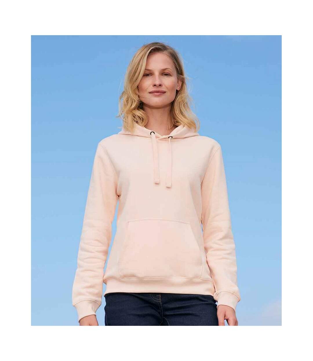 Sweat à capuche spencer femme rose pâle SOLS-3