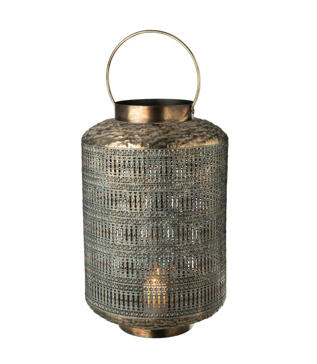 Lanterne Cylindrique en Métal Antique 65cm Bronze-2