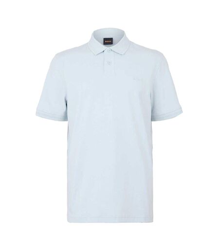 Mens Interlock Short-sleeved Polo Shirt Blue Boss