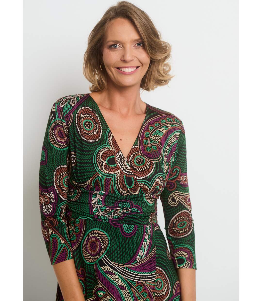 Robe portefeuille taille drapée en maille-3