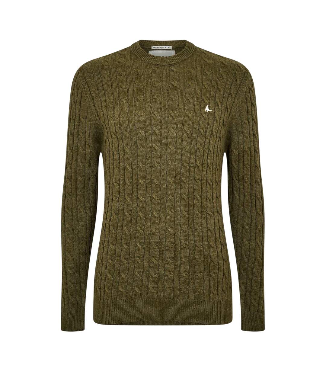 Mens Marlow Cable Knit Merino Wool Jumper Olive Jack Wills-1