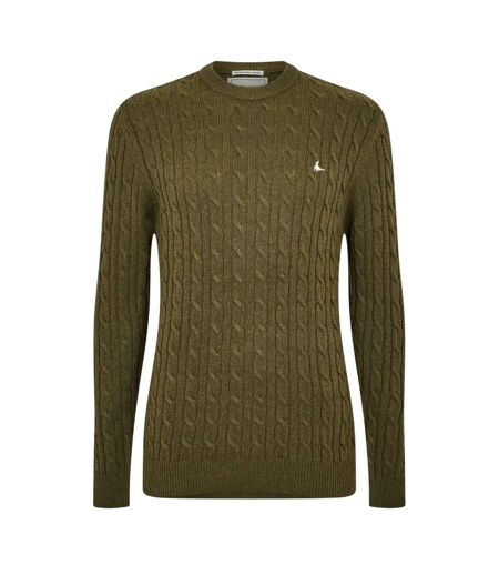 Mens Marlow Cable Knit Merino Wool Jumper Olive Jack Wills