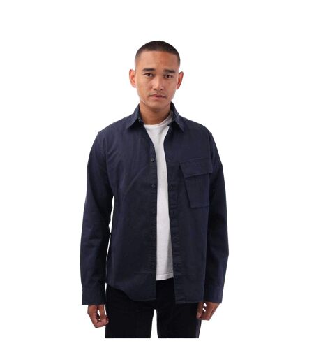 Mens Cotton Point Collar Shirt Navy Belstaff
