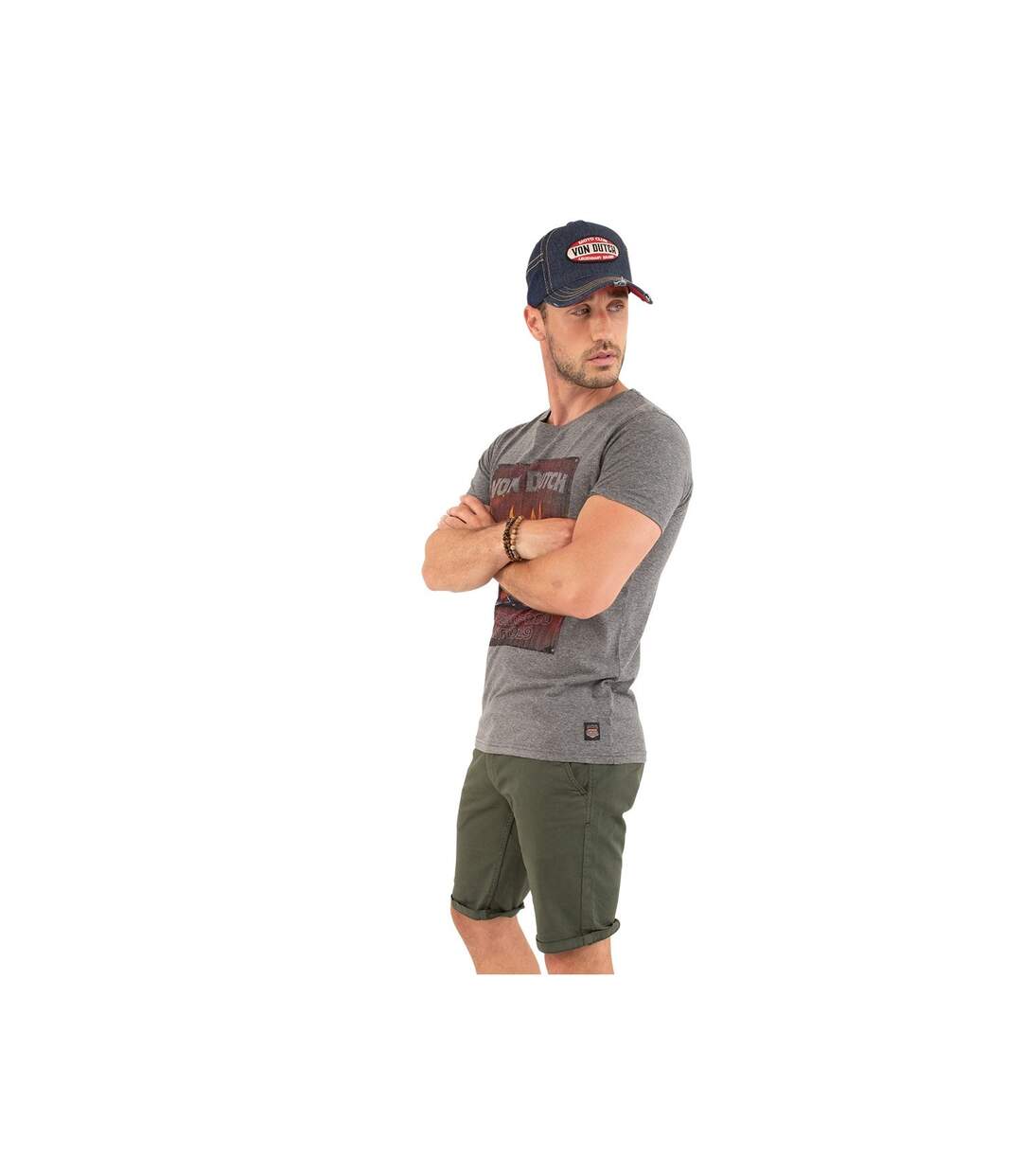 T-shirt col rond regular fit homme en coton Crazy Vondutch-2