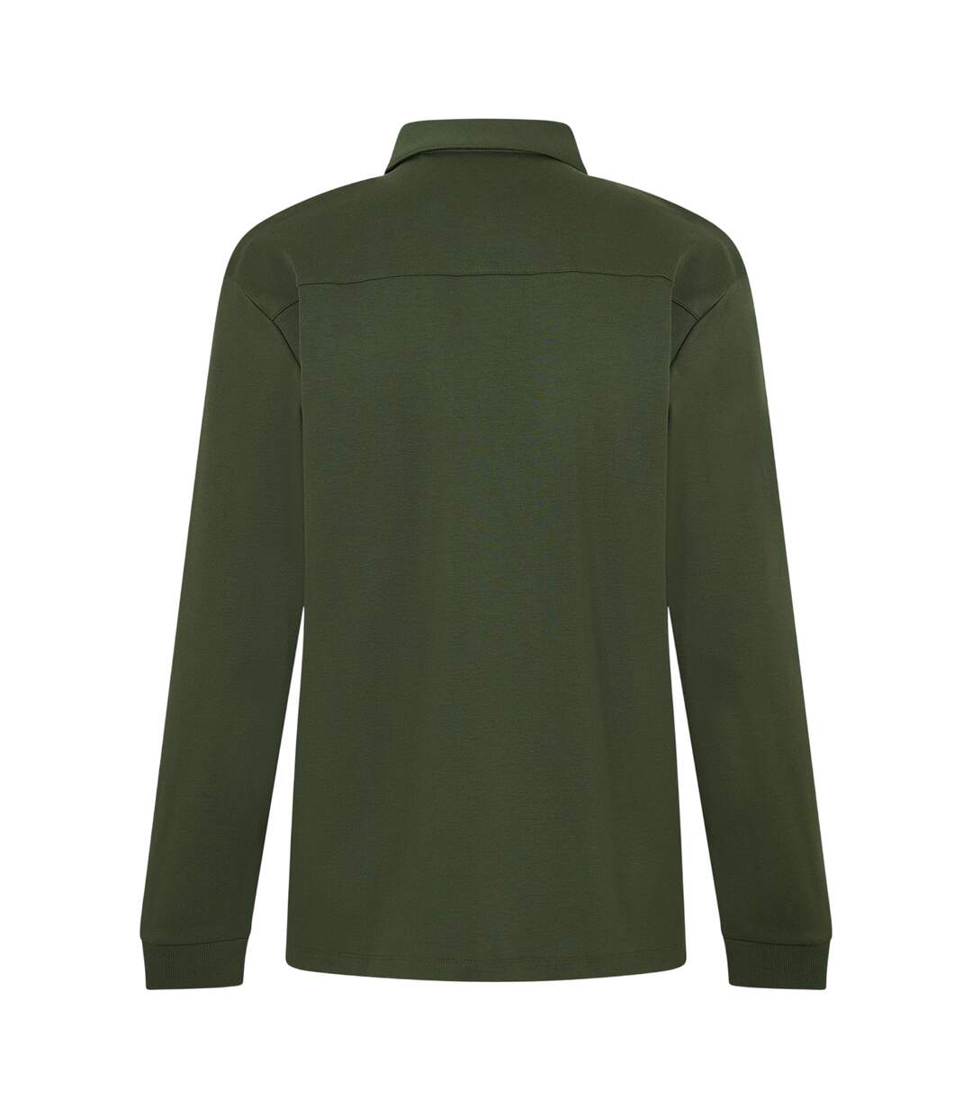 Mens Patch Collared Long-sleeved Polo Shirt Dark Green Hugo-2