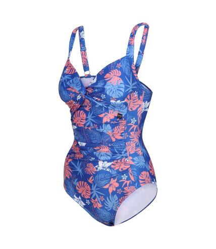 Womens/ladies sakari family hawaiian tummy control one piece swimsuit oxford blue Regatta