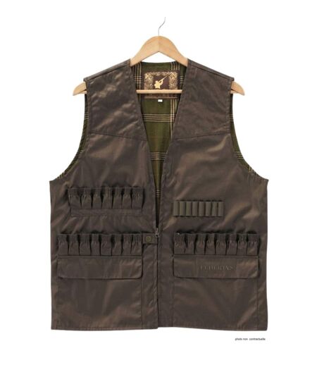 Gilet de Chasse LEDERTYS Impercoat LY0209 – Carnier Détachable PVC, Cartouchière et Protection Impercoat