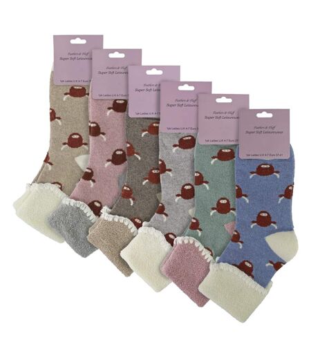 Sock Snob - 6 paires femme de chaussettes de lit épaisses et chaudes en laine