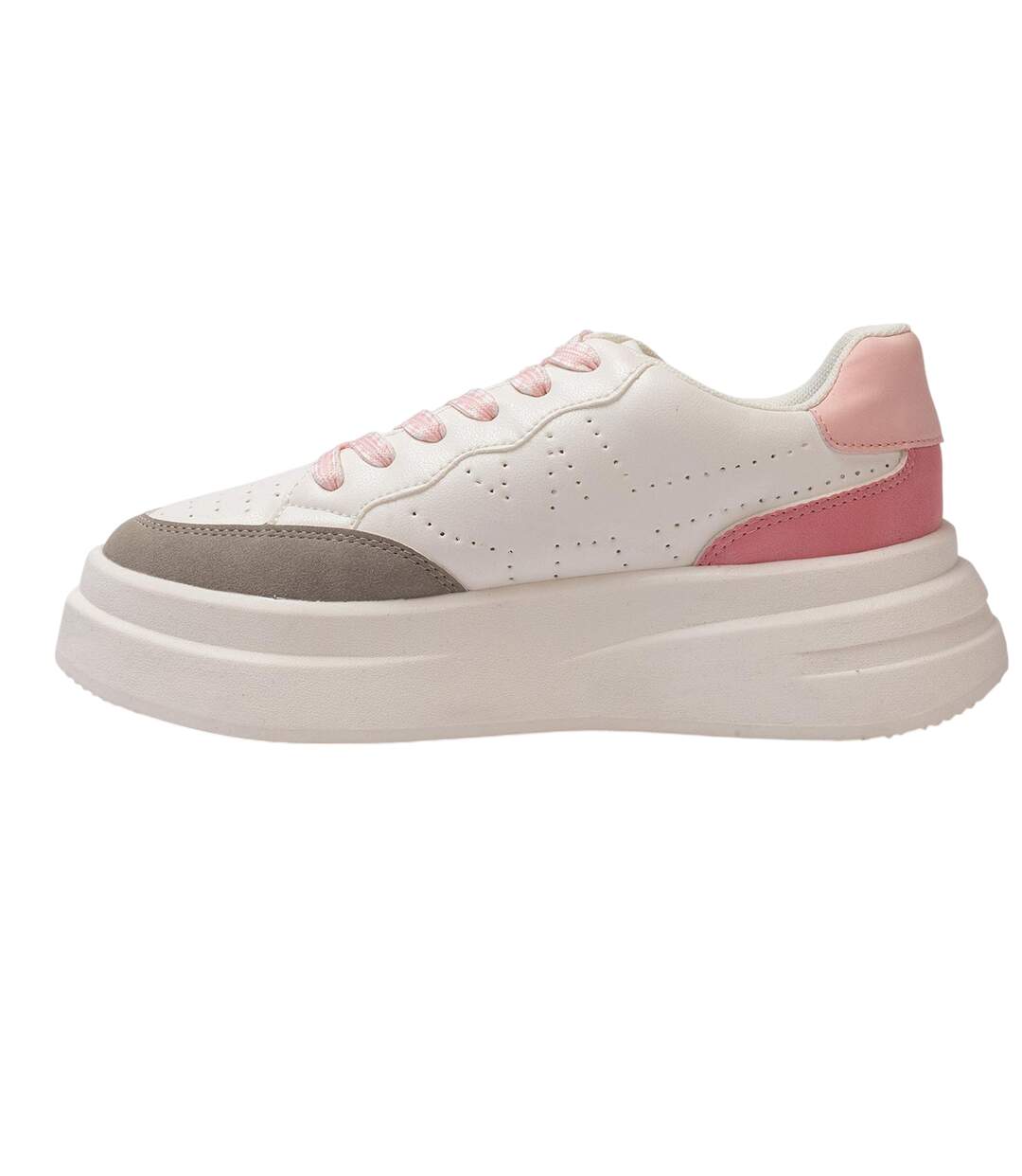 Womens/ladies Ari Casual Platform Trainers White Grey Pink Kappa-2