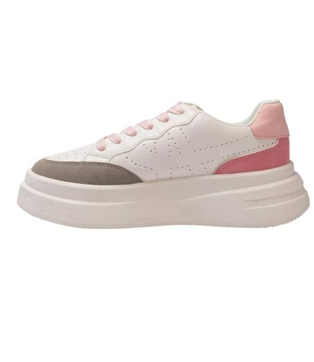 Womens/ladies Ari Casual Platform Trainers White Grey Pink Kappa