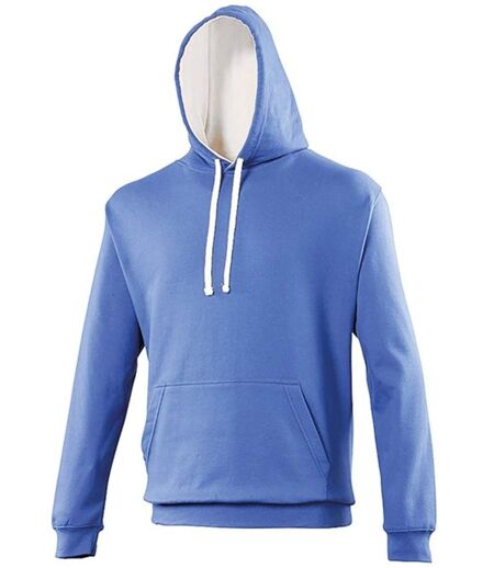 Sweat à capuche contrastée unisexe - JH003 - bleu roi et blanc