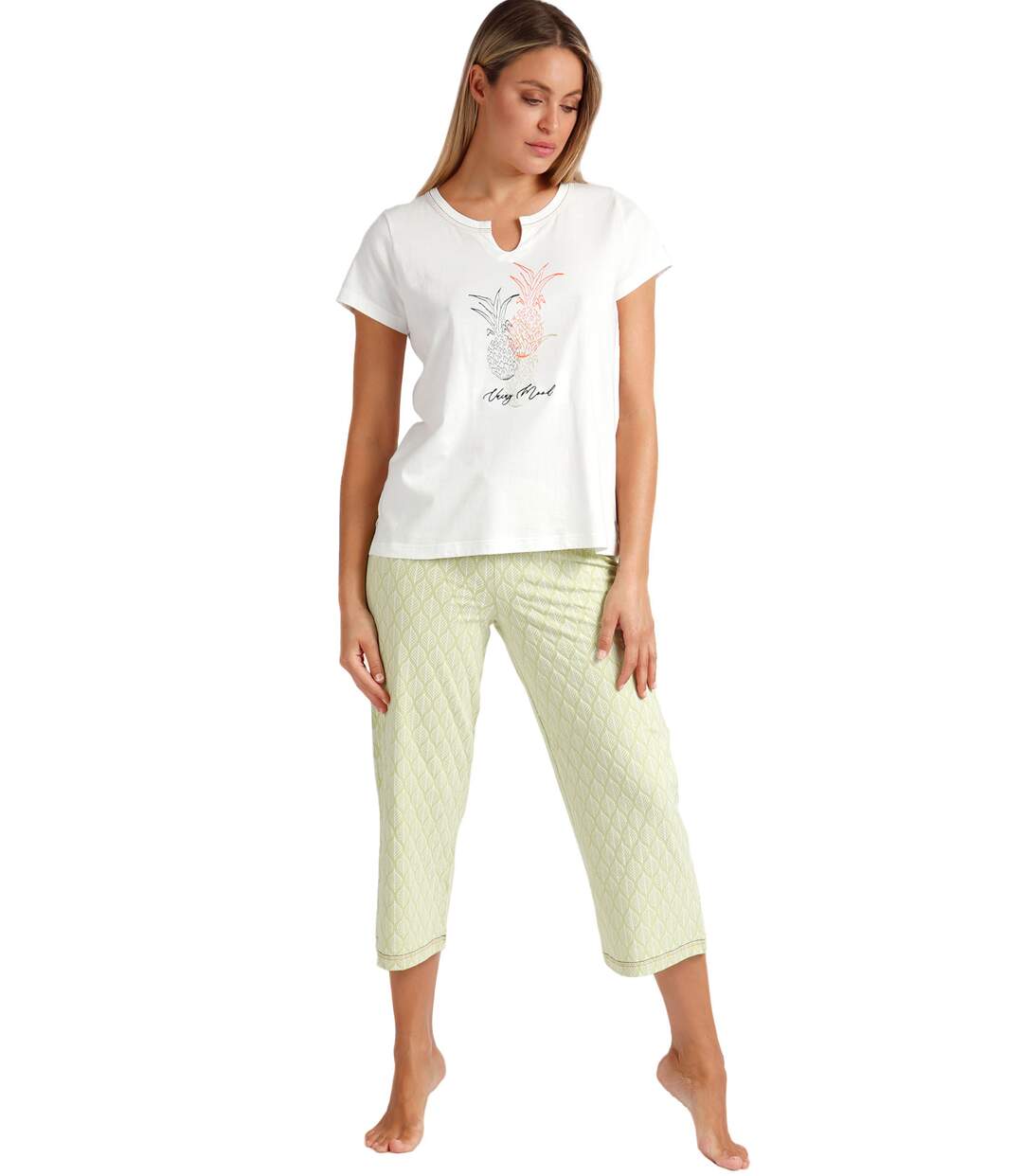 Pyjama tenue d'intérieur pantalon palazzo t-shirt Vacay Mood Admas-1