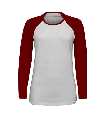 SOLS Womens/Ladies Milky Contrast Long Sleeve T-Shirt (White/Red) - UTPC3514