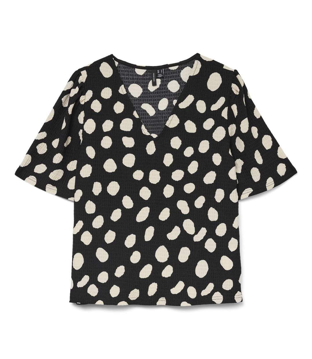 T-Shirt noir/beige femme vero moda friga-1