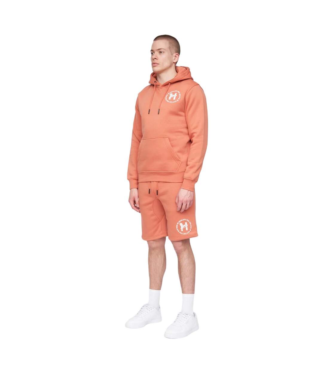 Sweat à capuche metafone homme rouge orangé Henleys-3