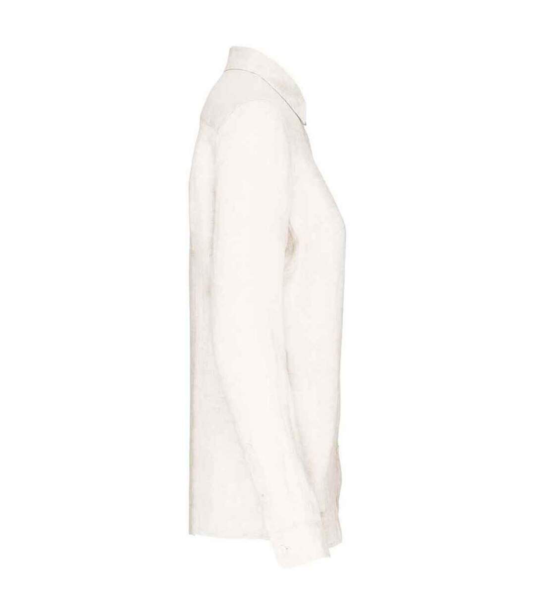 Womens/ladies Linen Long-sleeved Shirt White Spasso-3