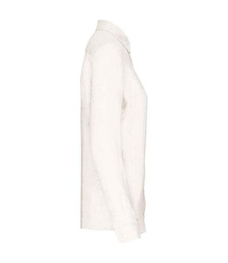 Womens/ladies Linen Long-sleeved Shirt White Spasso