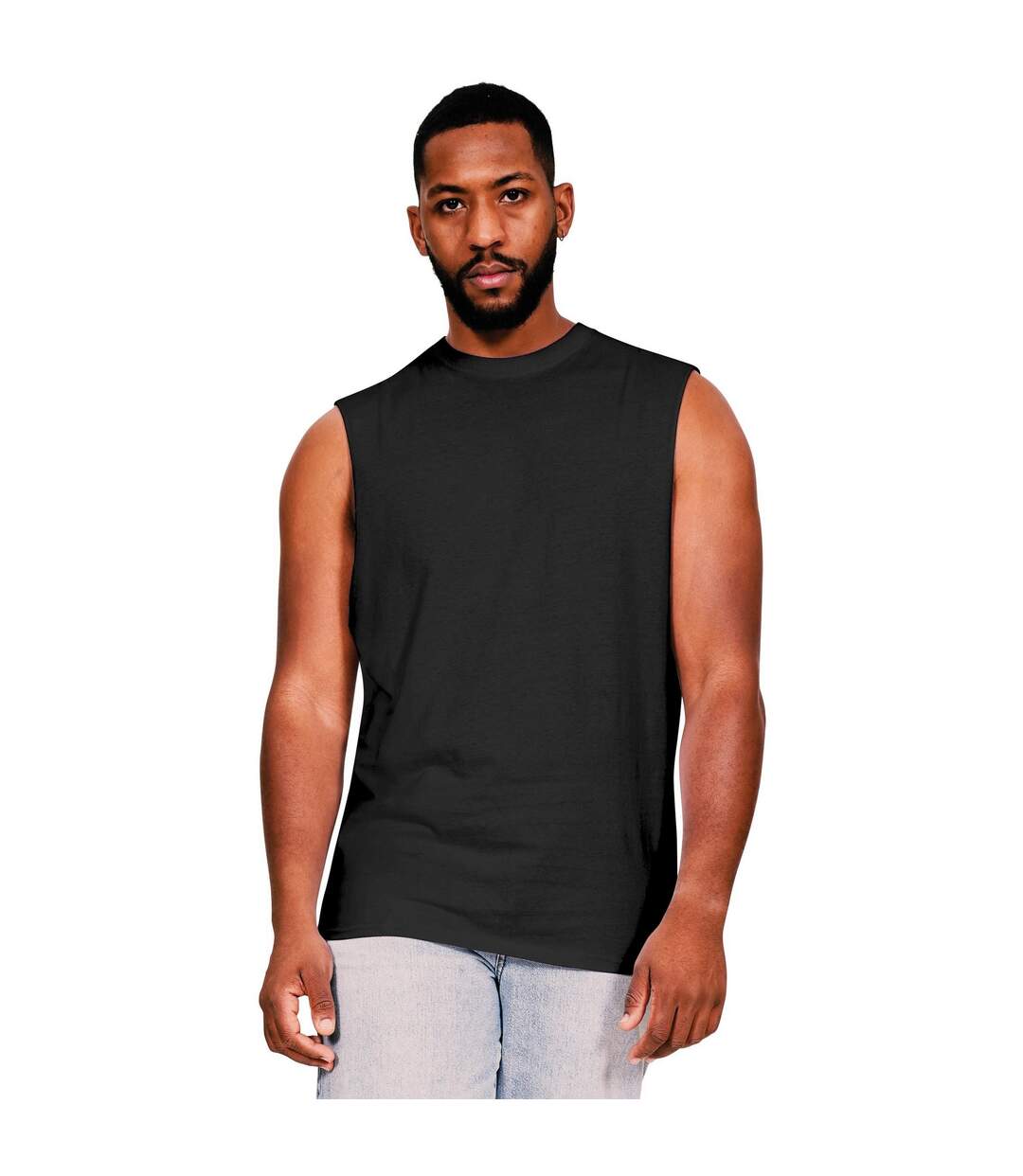 Mens core ringspun cotton raw edge tall tank top black Casual Classics