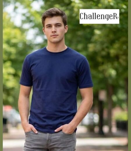 Tee-shirt Uni Ras du Cou Challenger F110 Bleu Marine