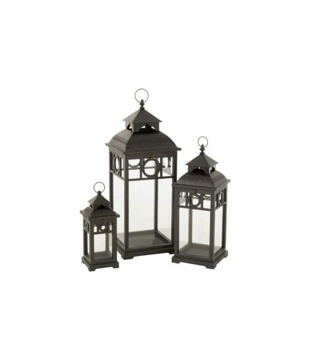 Lot de 3 Lanternes en Bois Ibiza 78cm Noir