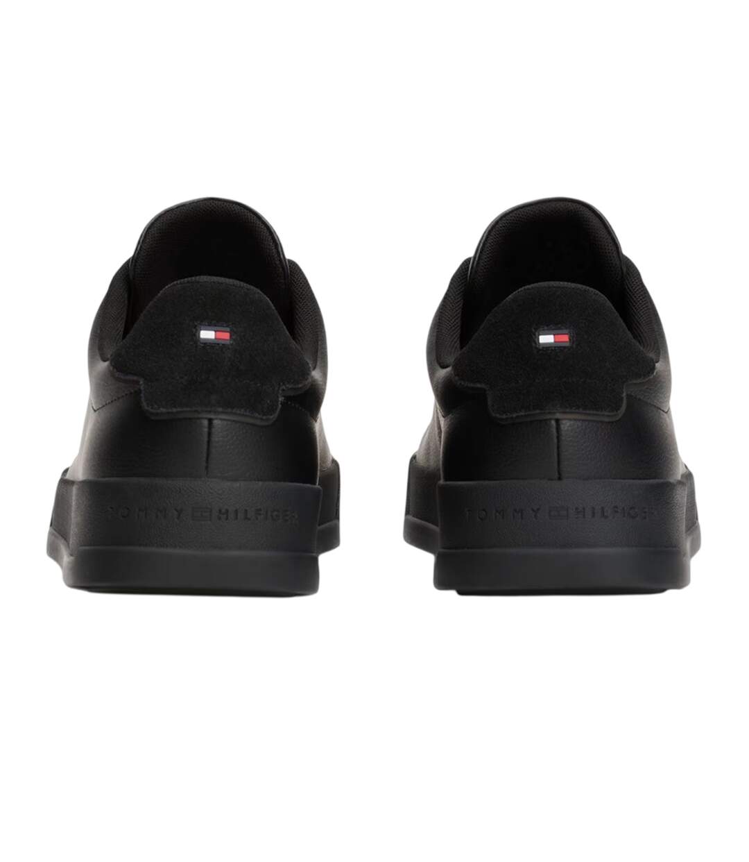 Mens Pebble Grain Court Leather Trainers Black Tommy Hilfiger-2