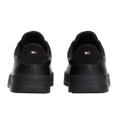 Mens Pebble Grain Court Leather Trainers Black Tommy Hilfiger
