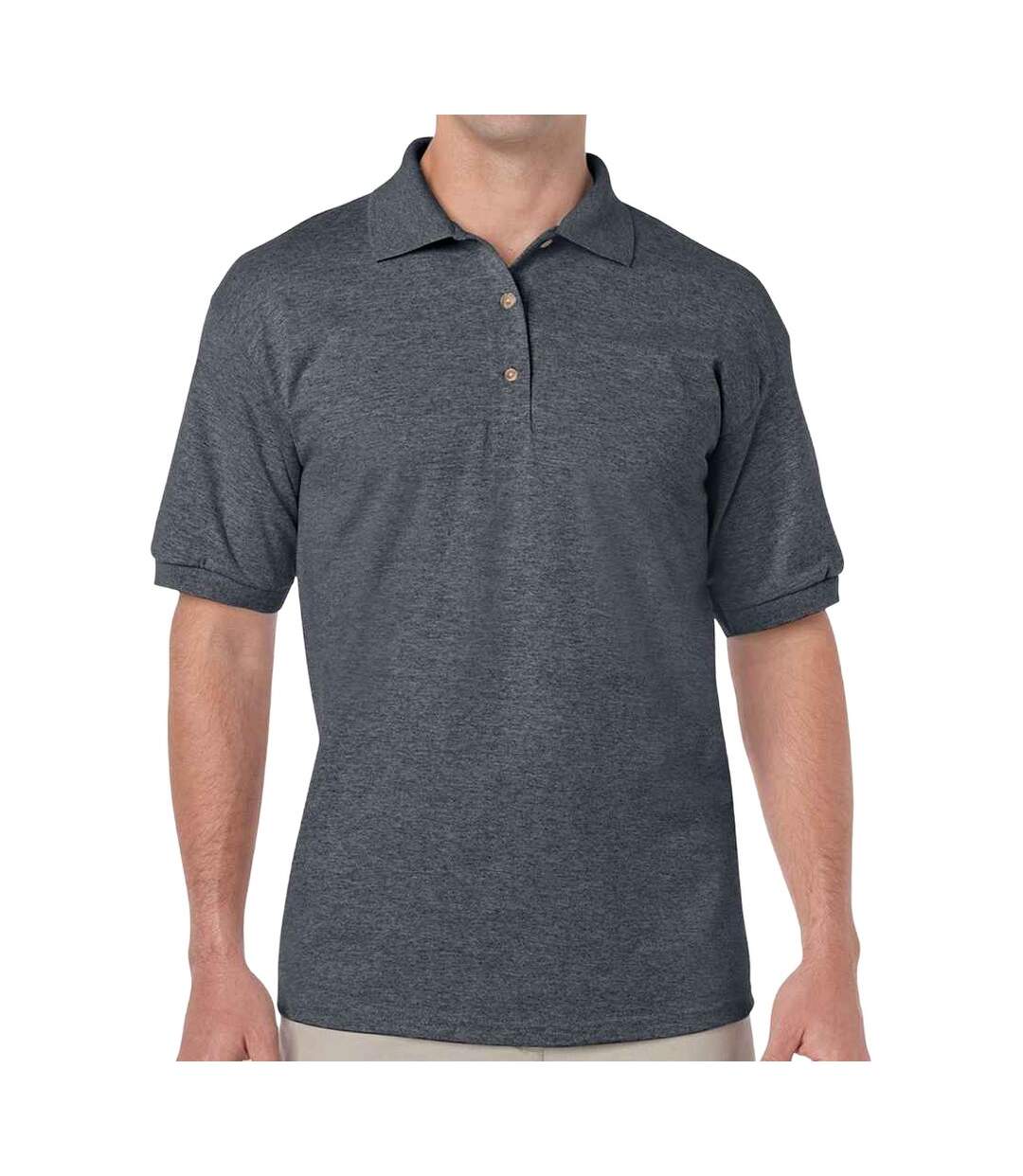 Polo classic homme gris foncé chiné Gildan-1