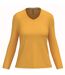 T-shirt manches longues col V - Femme - K382 - jaune - femme-1
