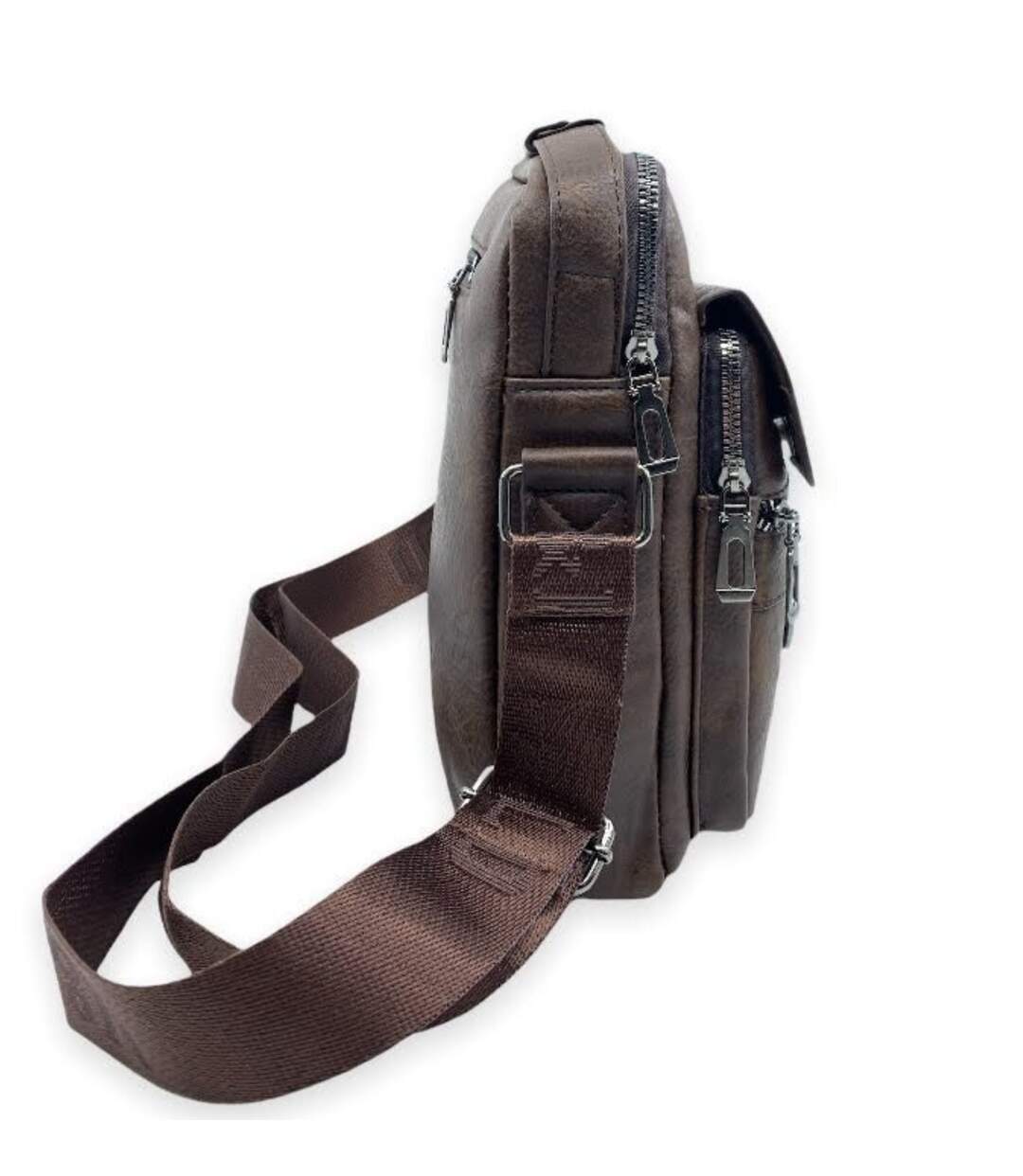 Sacoche bandoulière homme de couleur noir- Effet vieilli - Pratique et organisé-4